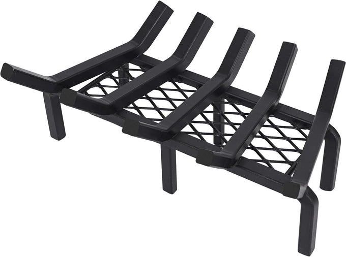 24 Inch Fireplace Grate with Ember Retainer,Cast Iron Fireplace Log Grate,Fireplace Log Holder,Heavy Duty Solid Steel Fireplace Wood Holder,Wood Stove Wrought Rack for Indoor Hearth Outdoor Fireplace