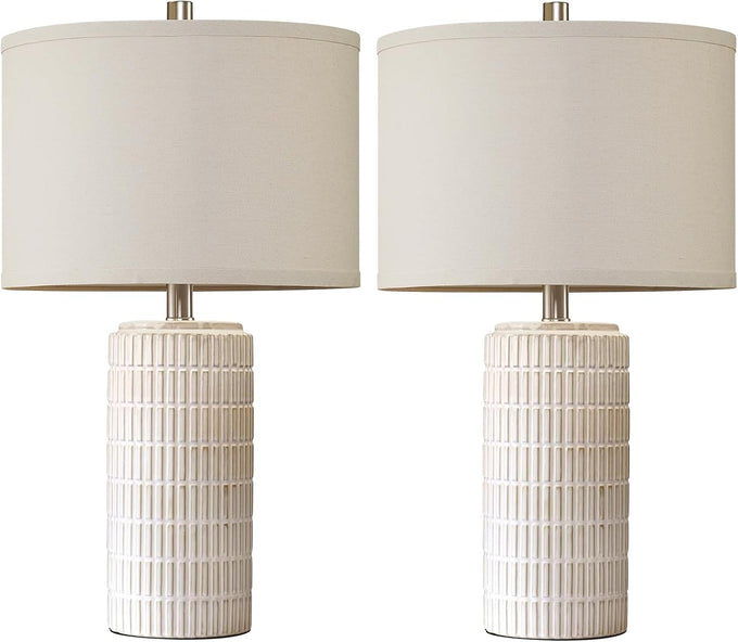 AIEAMPDO 23'' Set of 2 Modern Ceramic Table Lamps for Living Room Bedroom