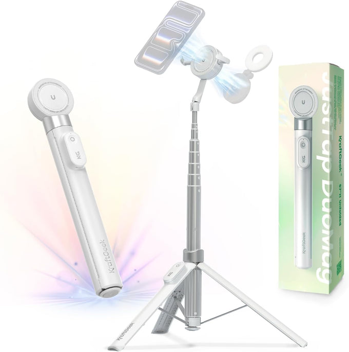 KraftGeek Magnetic Phone Tripod for iPhone, Dual-Sided Mount for MagSafe