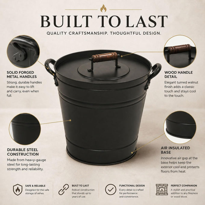 Pilgrim Home and Hearth 19504-5.8 Gallon Air Insulated Ash Bucket