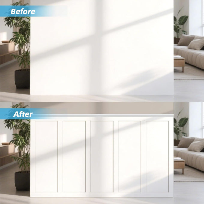 Art3d MDF Premade Paintable Board and Batten Wainscoting Kit, 189 x 54 in