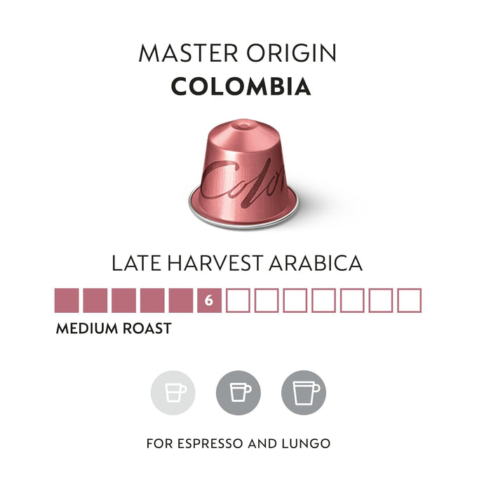 Nespresso Original, Colombia Master Origin, Medium Roast, 50-Count Pods