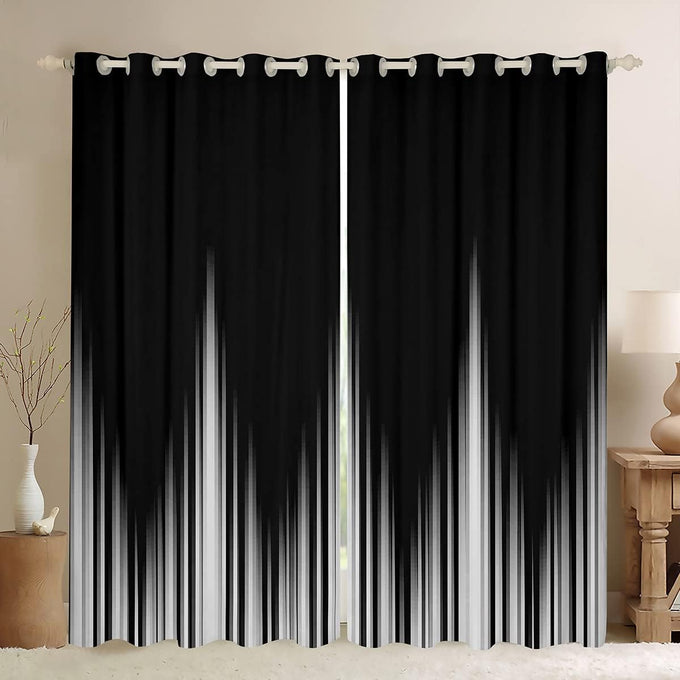 Feelyou Red and Black Darkening Drapes Abstract Ombre Blackout Curtains Boys Stripes Window Curtains Kids Toddler Red and Black Striped Window Treatments (2 Panels, 52 x 84 Inch)