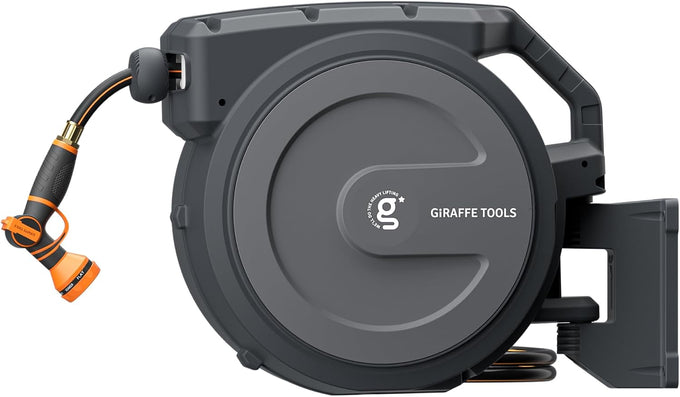 Giraffe Tools Retractable Garden Hose Reel 1/2"78FT Metal Bracket