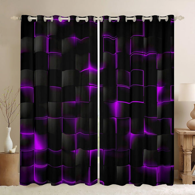 Feelyou Red and Black Curtains for Bedroom Living Room (2 Panels, 52 x 96 Inch) Kids Light Geometric Blackout Curtains Boys Darkening Drapes Modern Style Window Treatments
