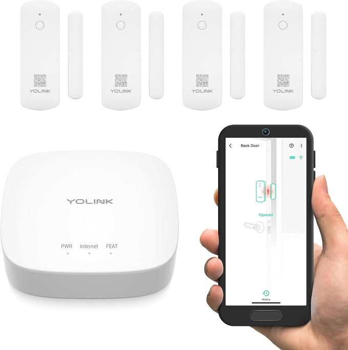 YoLink Door and Window Sensor Kit: 4-Pack + Hub