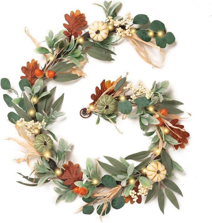 Valery Madelyn 6ft Fall Garland for Mantle with Pumpkins