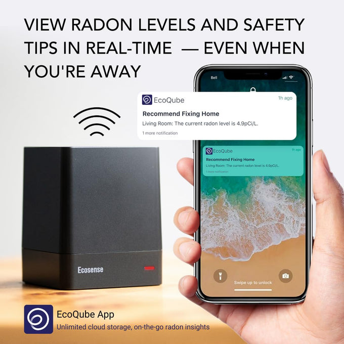 Ecosense Continuous Home Radon Monitor, Wi-Fi Connected, App Enabled, EQ100
