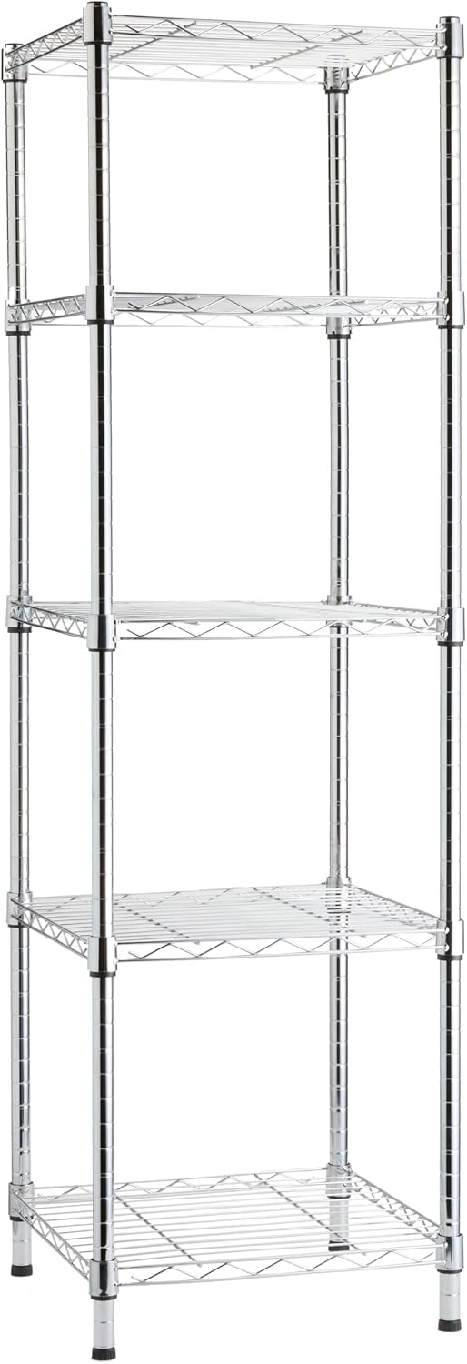 Amazon Basics 4-Shelf Adjustable Heavy Duty Steel Wire Rack Storage Shelving Unit for Kitchen, Garage, Easy Assembly, 350 lbs Per Shelf, 36" x 14" x 54", Chrome Silver