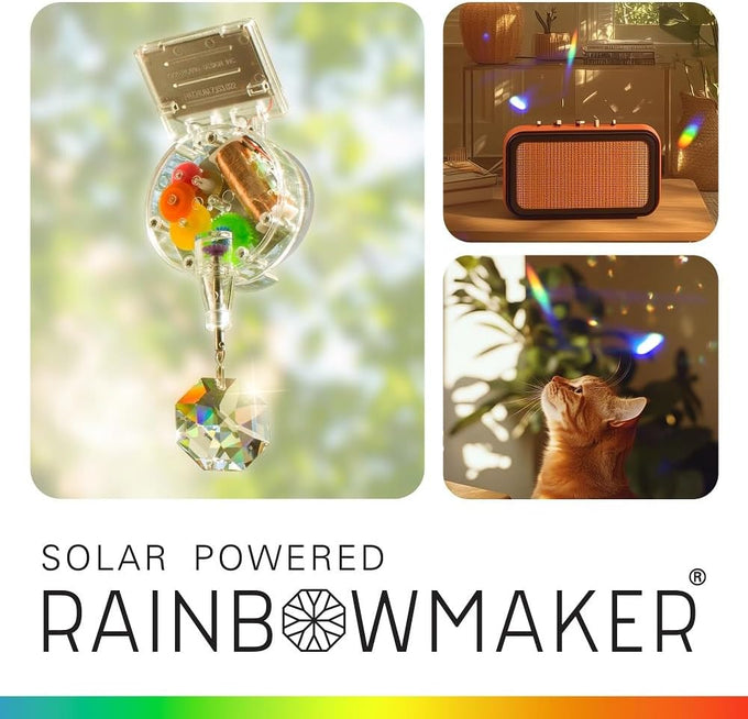 Kikkerland Solar Powered Rainbow Maker – Prism Suncatcher, Fun Home Window Decor – Unique Gift for Christmas & Birthdays – Single Crystal