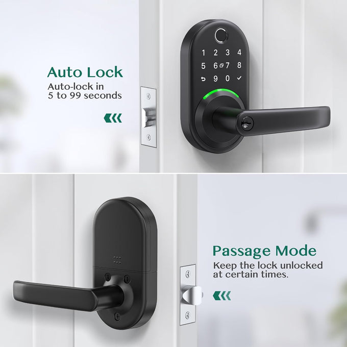 Smart Door Handle Lock with Keypad, Yamiry Fingerprint Knob for Front Door