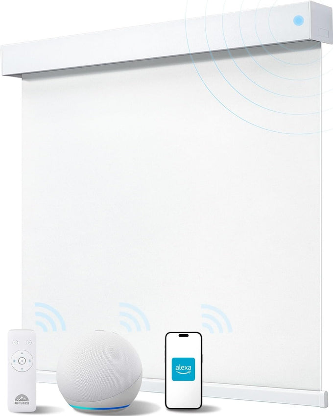 Smart Roller Shades for Windows, Works with Alexa, 23" W x 70" H, White