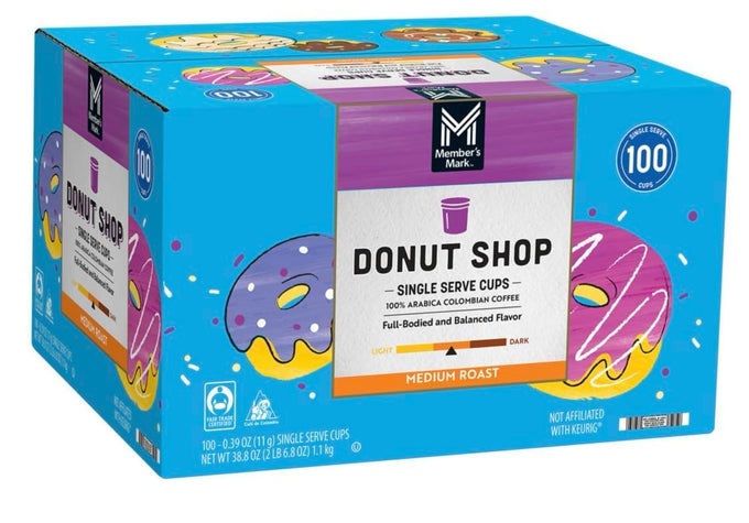 Generic Member Mark Medium Roast Coffee Pods, Donut Shop, 100 ct.