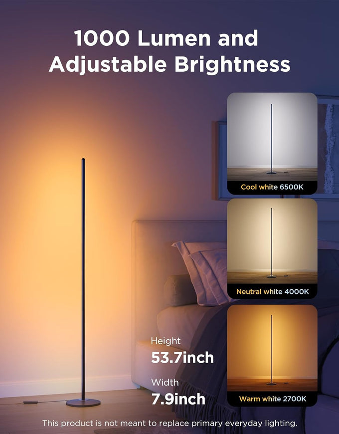 Govee RGBIC Floor Lamp Basic, 1000lm LED Corner Lamp, Black