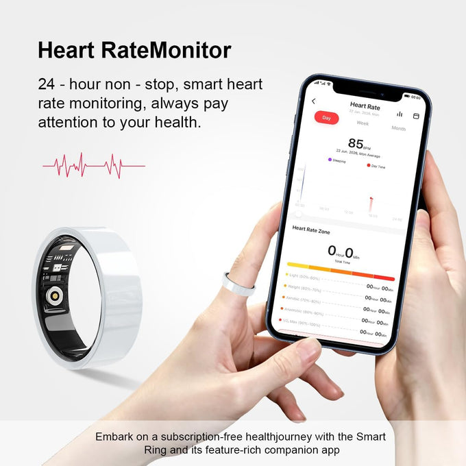 Smart Ring for Women Men Without Subscription Ceramic Design Health Tracking smart Ring for Sleep, Heart Rate, Stress & Activity Tracking (White, 9)