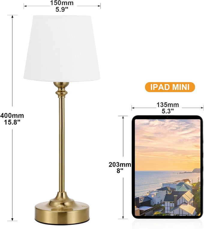 Kakanuo Gold Cordless Table Lamp with Rechargeable Battery, 1 Pack