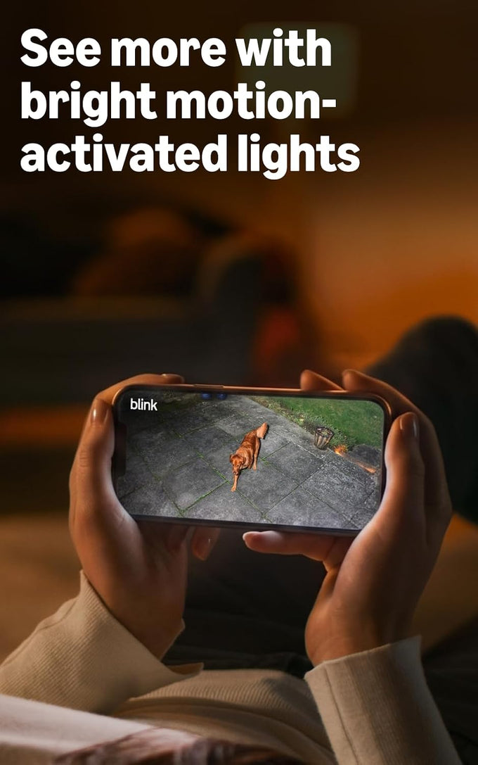 Blink Outdoor 2K+ Floodlight Camera (newest model) — Wireless smart security camera, 2K video resolution, 700 lumens, two-year battery life, Sync Module Core included — 1 camera system (Black)
