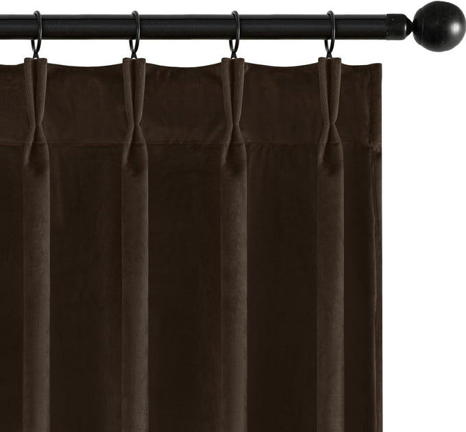 MIULEE Velvet Pinch Pleated Extra Wide Olive Green Blackout Curtains 60x84