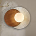 Wabi-Sabi Travertine Wall Sconce, Round Natural Stone & Walnut Wood Accent with White Glass Sphere Lamp Shade, G9 Bulb | Wall Lights for Bedroom, Hallways, Staircases, Hotel, Bars, Cafes