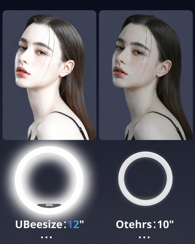 UBeesize 12" Ring Light Tripod for iPhone, 75" Tall Overhead Phone Mount