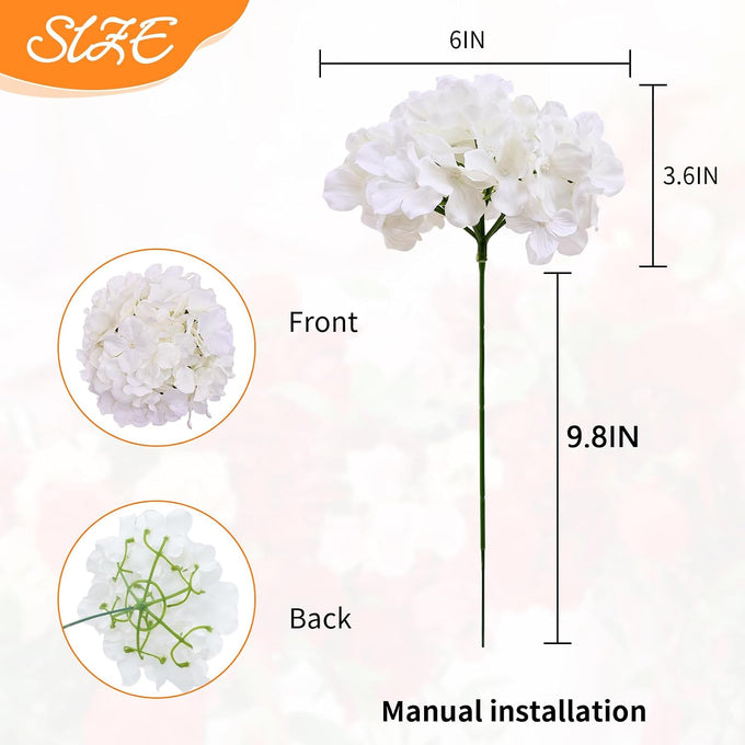 80 PCS White Hydrangea Artificial Flowers, Ivory Silk Full Flowers Heads with Stems for Wedding Centerpieces, Home, Garden, Baby Shower, Party Decoration