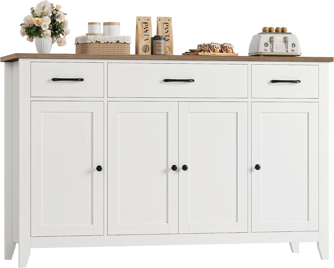 HORSTORS 55" W Buffet Cabinet with Storage, Kitchen Storage Cabinet, Black