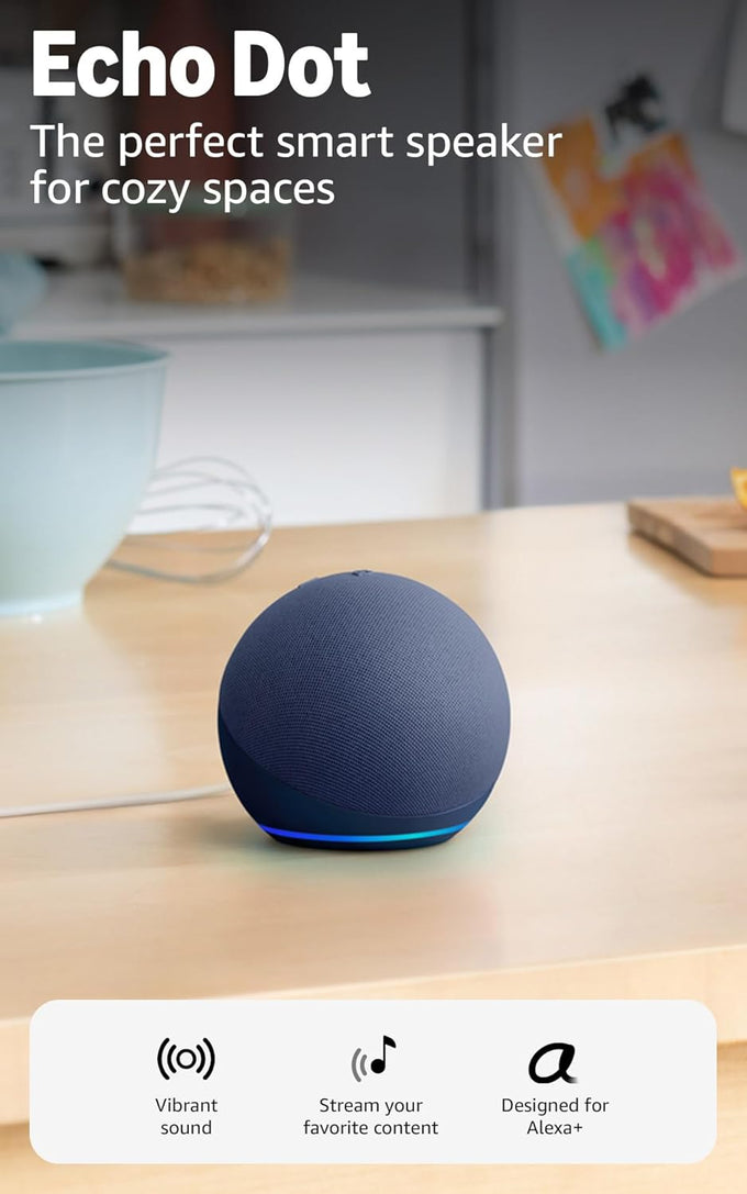 Amazon Echo Dot (newest model) - Vibrant sounding speaker, Designed for Alexa+, Great for bedrooms, dining rooms and offices, Glacier White