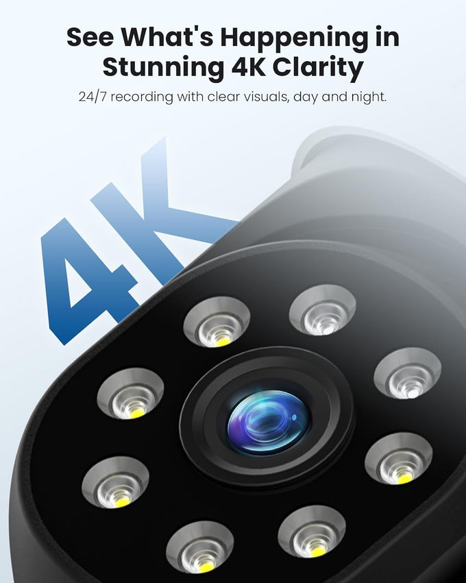 Hiseeu 4K Security Cameras Wireless Outdoor, 8MP 4-Cam Kit, 1T HDD
