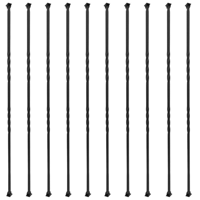 Sidasu 16-Pack Wrought Iron Stair Balusters, 44" Basket Twist Design