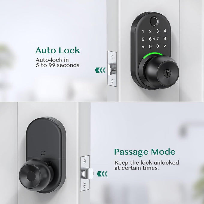 Keypad Smart Door Knob Lock, Yamiry Fingerprint Keyless Entry Handle Lock