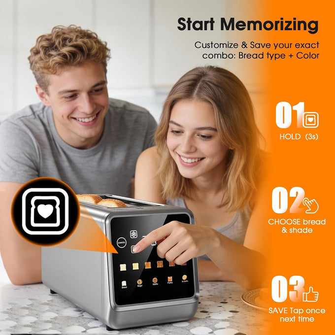 Long Slot Toaster 4 Slice with Touchscreen, 2-Slot Extra Wide 1.5 Inch
