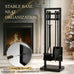 FEED GARDEN 5-Piece Fireplace Tool Set, 30" One-Piece Stand, Wrought Iron