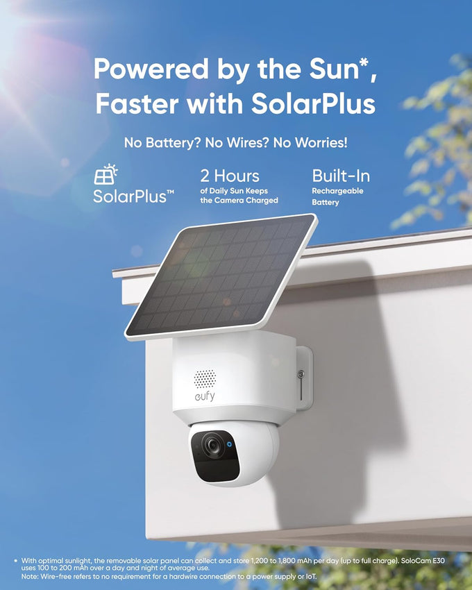 eufy Security SoloCam E30, 2K Solar Security Camera, 360° AI Tracking