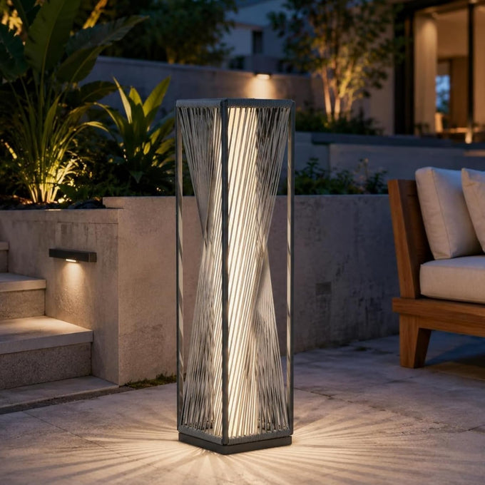 Solar Yard Outdoor Solar Floor Lamp Resin Wicker Solar Light Outdoor Waterproof for Yard, Garden, Pathway, Deck, Dazzle Dance