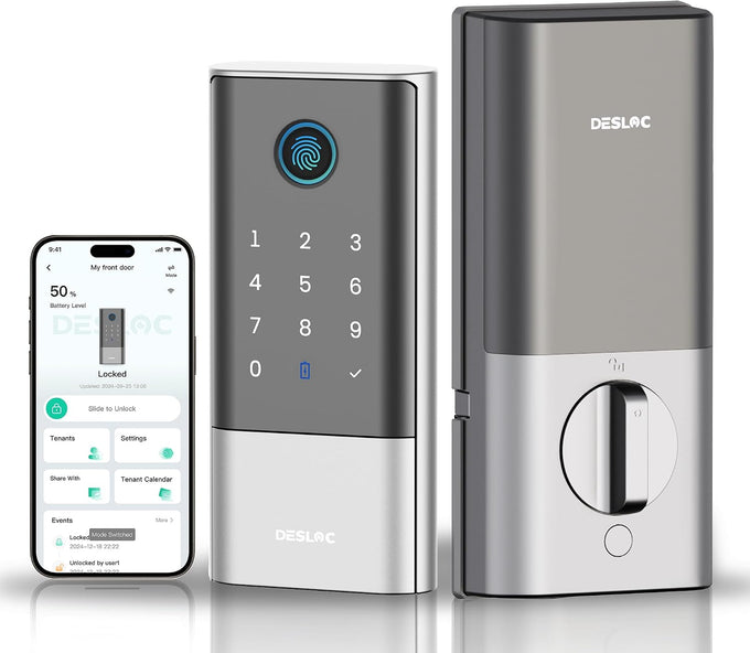 DESLOC Fingerprint WiFi Smart Lock, K120 Keypad Deadbolt Up to 16 Months