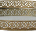Creative Co-Op Oval Metal Filigree Footed Tray with Mirror, Gold Finish