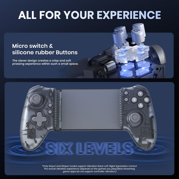 SAFFUN 2 Pack Wireless Mobile Gaming Controller for Android/iPhone, Switch - Play Console Games on Your Phone - Stream PC, Xbox, Touch Screen Android Games, Hall Effect Joysticks Call of Duty