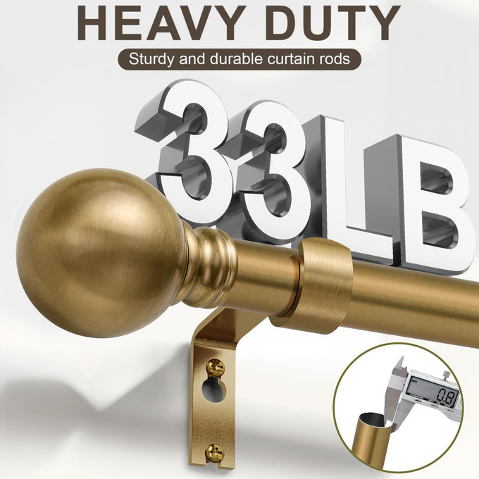 2 Pack Warm Gold Curtain Rods Double for Windows 72 to 144 Inch Extra Long