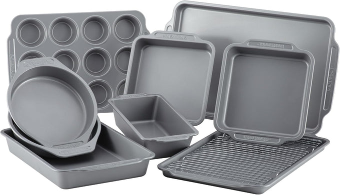 Farberware Nonstick Bakeware Set with Cooling Rack for Baking, 10-Piece