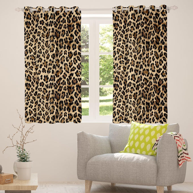 Feelyou Kids Leopard Print Window Curtains, Cowhide Blackout Curtains Boys Girls Brown Cow Fur Darkening Drapes for Bedroom Animal Living Room Window Treatments (2 Panels, 52 x 96 Inch)