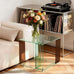 Acrylic End Table Square: 2-Tier Nightstand Desk Clear Green Brown