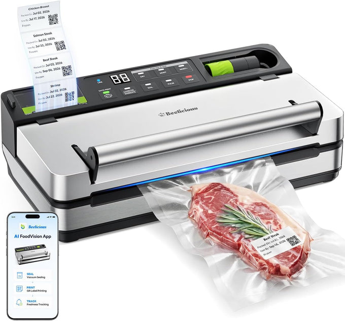 98kPa Smart Vacuum Sealer with FreshTrack Label Printing & Food Manager App