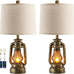 Farmhouse Lantern Table Lamps for Living Room Set of 2 with USB C+A