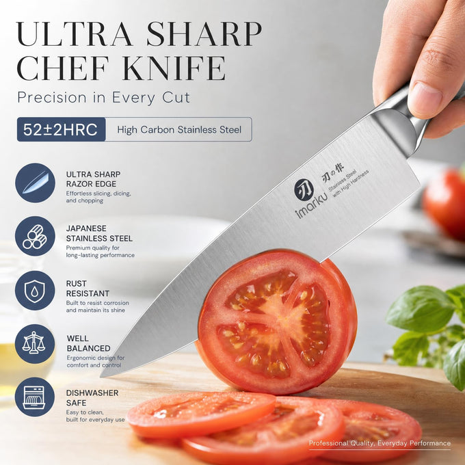 imarku 14Pcs Knife Set, Sleek White Minimalist Kitchen Cutlery Set