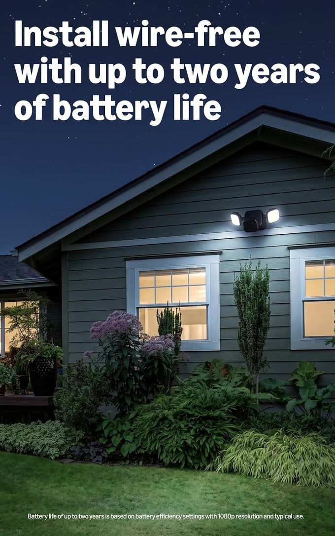 Blink Outdoor 2K+ Floodlight Camera (newest model) — Wireless smart security camera, 2K video resolution, 700 lumens, two-year battery life, Sync Module Core included — 1 camera system (Black)