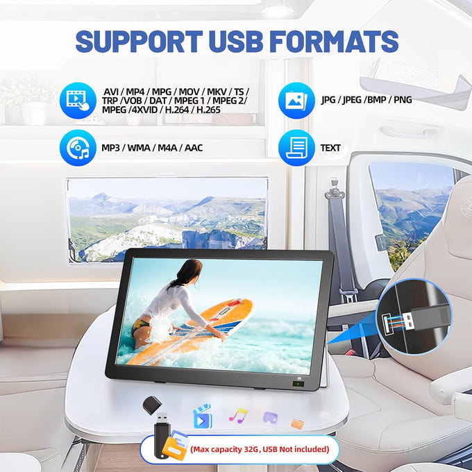 14 inch Portable TV with Upgraded Antenna, LCD Monitor 1080P