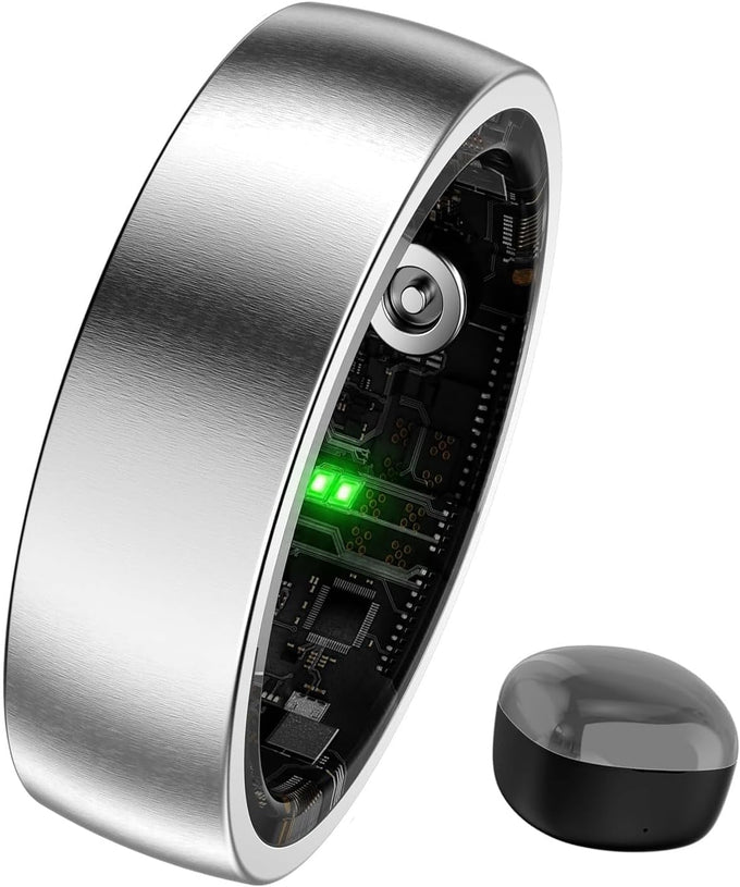 Smart Ring for Women Men, Sleep Tracker, 12 Sports Modes, Size 14 Black