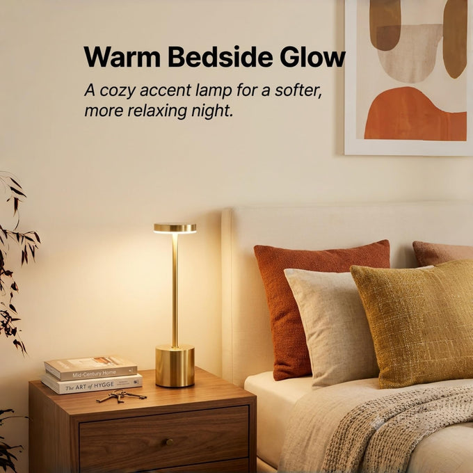 Cordless Table Lamp Set of 2, Gold Rechargeable Table Light