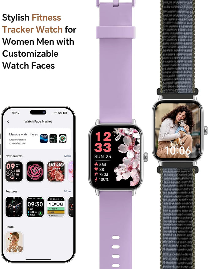 Smart Watch for Women/Men, Bluetooth Calling, Alexa built-in, iOS Android