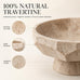 Natural Beige Travertine Pedestal Fruit Bowl, Heavyweight Geometric Diamond Faceted Stone Bowl, Modern Decorative Centerpiece Bowl for Kitchen Counter Island, Entryway Table & Dining Room
